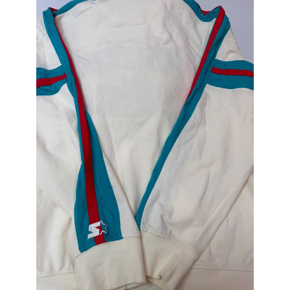 Starter Arizona Super Bowl LVII Hoodie Cream Teal Red Stripe Sweatshirt Mens M - Picture 7 of 8